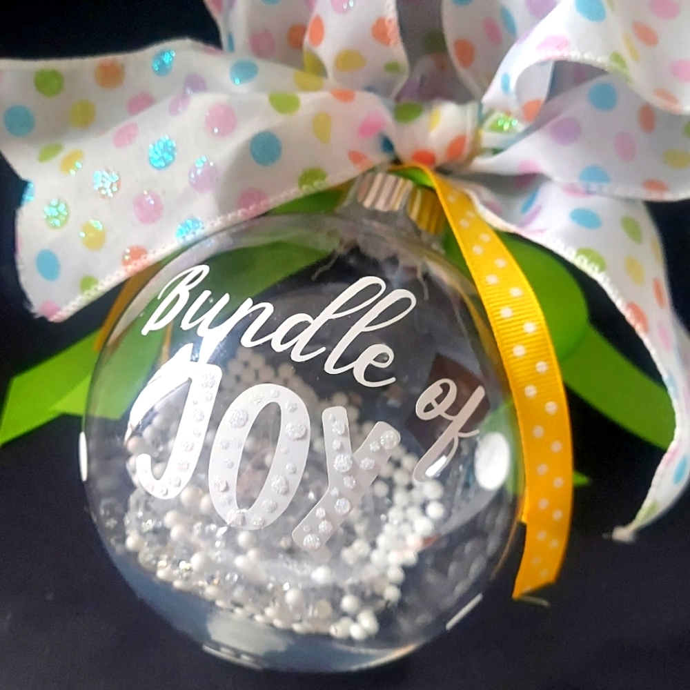🆕 Bundle of Joy, Puff Balls, Shiny Gems in a Plastic Bulb and White Stand NEW